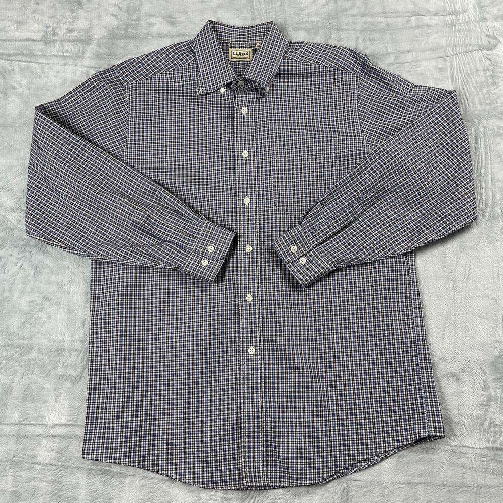 L.L. Bean Shirt Mens Large Multicolor Plaid Long Sleeve Collared Button Down